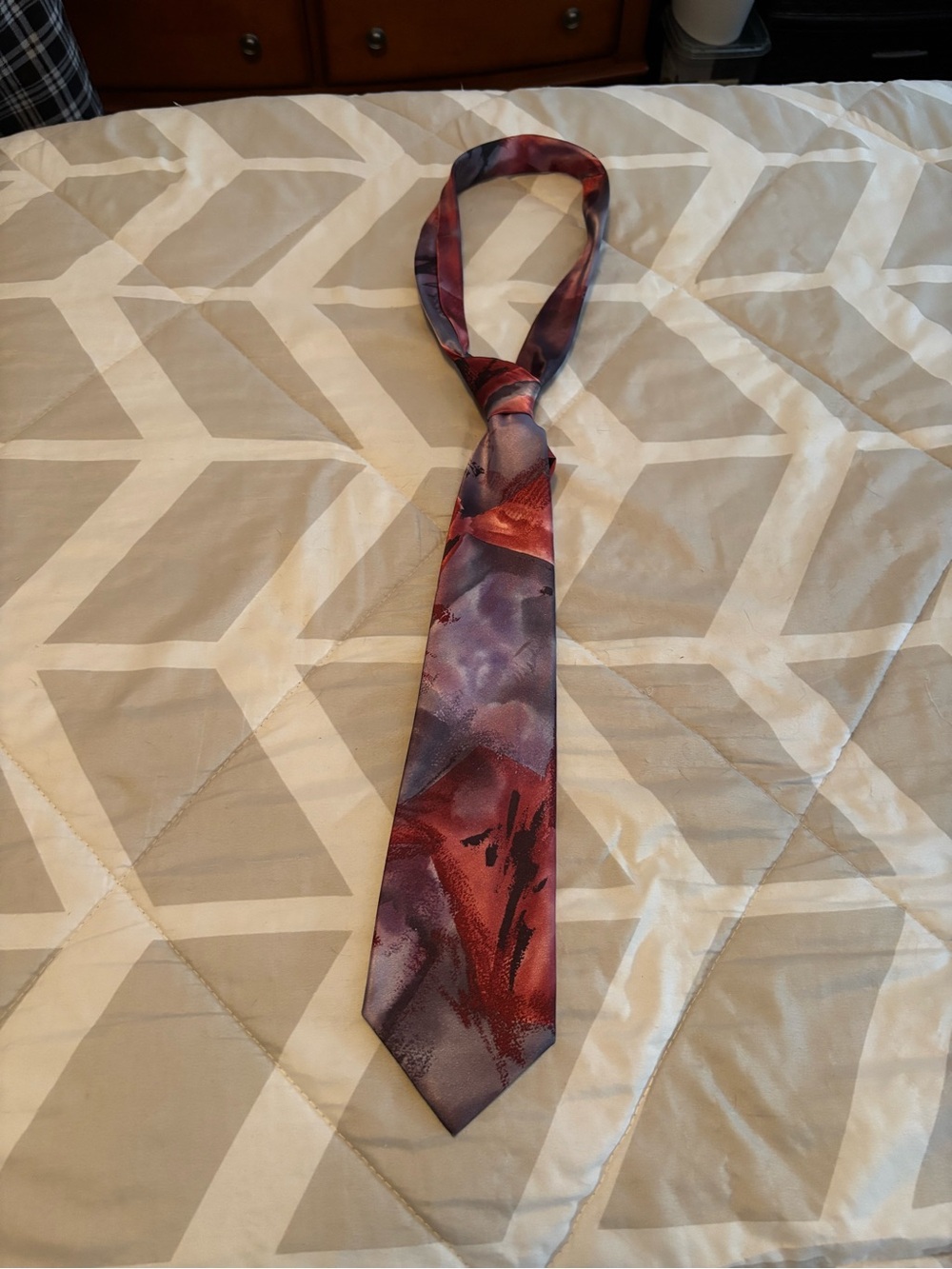 Men's Red & Purple Abstract Pattern Tie - Stylish Dress Necktie